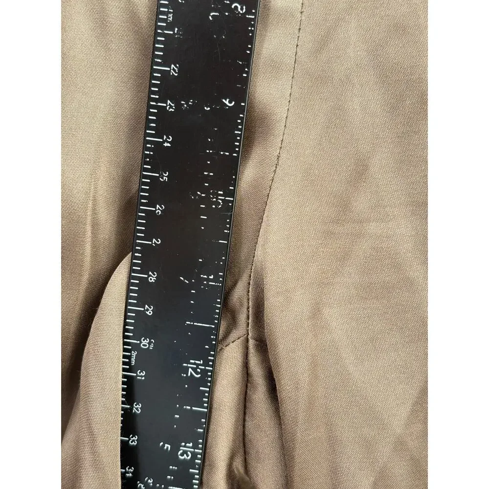 BCBGMAXAZRIA Pants Womens 12 Brown Satin Harem Pleated Draped Pockets Relaxed - Picture 7 of 8